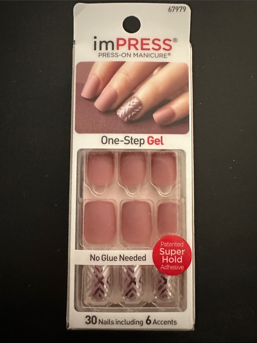imPRESS One-Step Gel Press-On Manicure — Mauve with Metallic Accent Nails